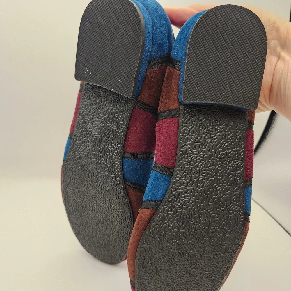 Beacon Shoes Patchwork Suede Flats Women's‎ 8M Colorblock Ballet Loafers